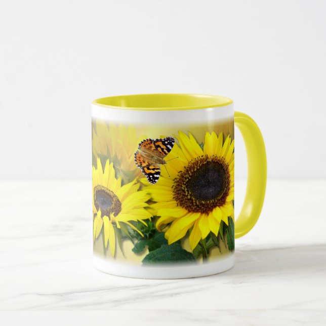 Sunflowers and Butterflies Mug (Front Right)
