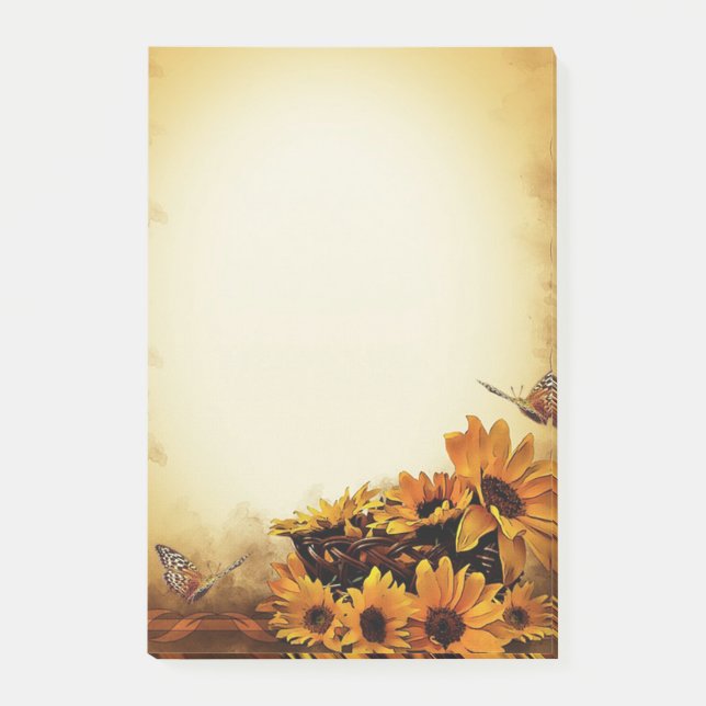Sunflowers and Butterflies Post-it Notes (Front)