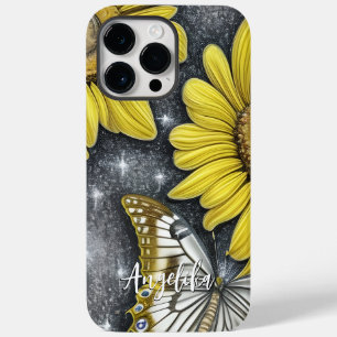 Sunflowers and Butterfly Personalised Name Sherpa Case-Mate iPhone 14 Pro Max Case