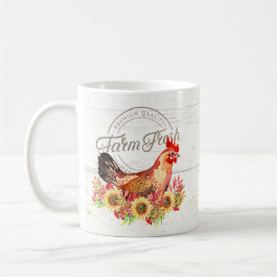 Sunflowers and chicken farm fresh  coffee mug