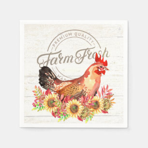 Sunflowers and chicken farm fresh  napkin