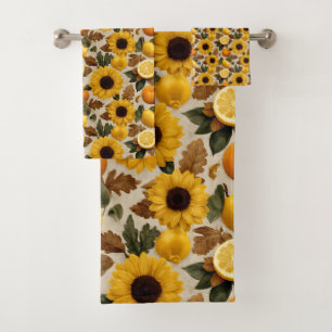 Sunflowers and Citrus Autumn Home Decor Bath Towel Set