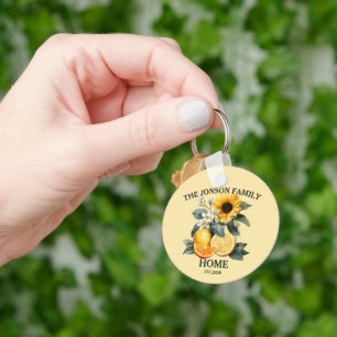 Sunflowers and Citrus Family Design Key Ring