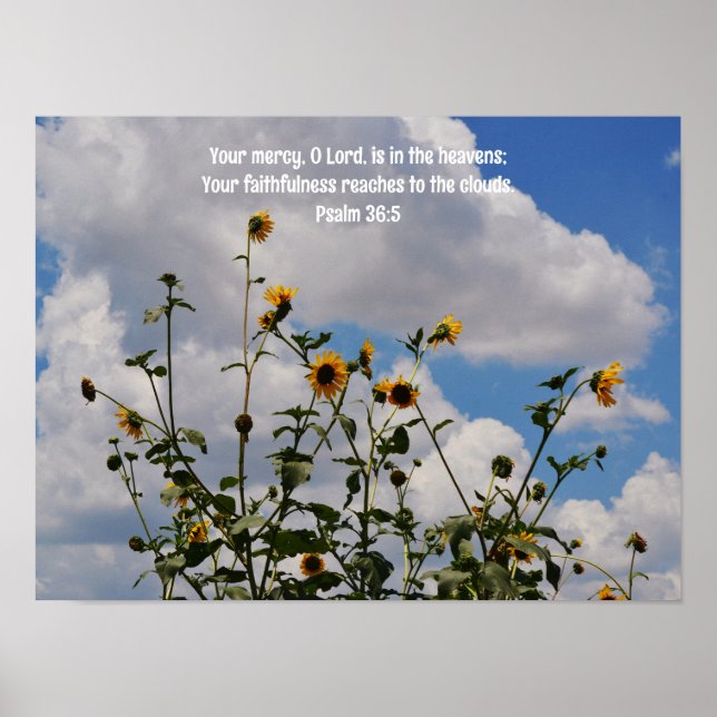 Sunflowers and Clouds Bible Verse Art Poster (Front)