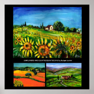 SUNFLOWERS AND COUNRTYSIDE IN TUSCANY COLLECTION POSTER