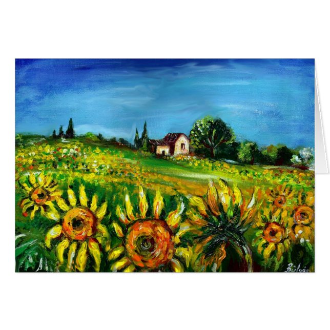 SUNFLOWERS AND COUNTRYSIDE IN TUSCANY (Front Horizontal)