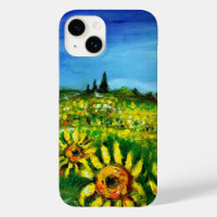 SUNFLOWERS AND COUNTRYSIDE IN TUSCANY