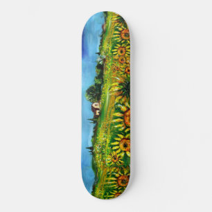 SUNFLOWERS AND COUNTRYSIDE IN TUSCANY, green Skateboard