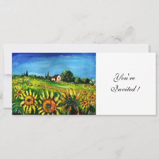 SUNFLOWERS AND COUNTRYSIDE IN TUSCANY, INVITATION (Front)