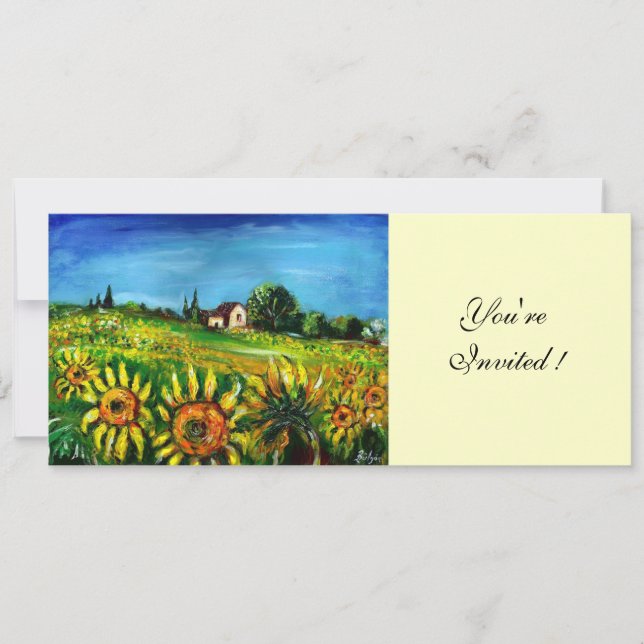 SUNFLOWERS AND COUNTRYSIDE IN TUSCANY, INVITATION (Front)