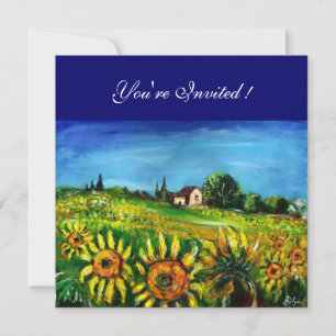 SUNFLOWERS AND COUNTRYSIDE IN TUSCANY, INVITATION