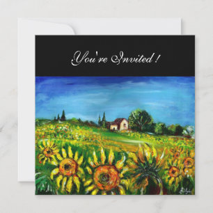 SUNFLOWERS AND COUNTRYSIDE IN TUSCANY, INVITATION