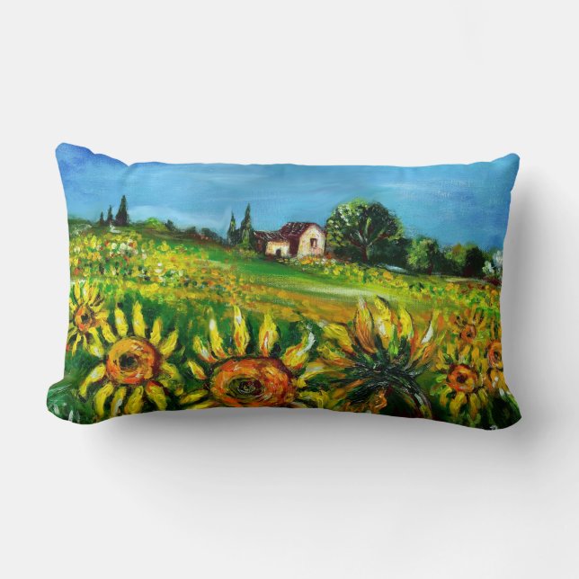 SUNFLOWERS AND COUNTRYSIDE IN TUSCANY LUMBAR CUSHION (Front)