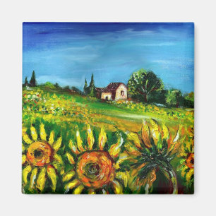 SUNFLOWERS AND COUNTRYSIDE IN TUSCANY MAGNET