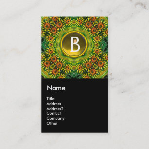 SUNFLOWERS AND COUNTRYSIDE IN TUSCANY, monogram Business Card