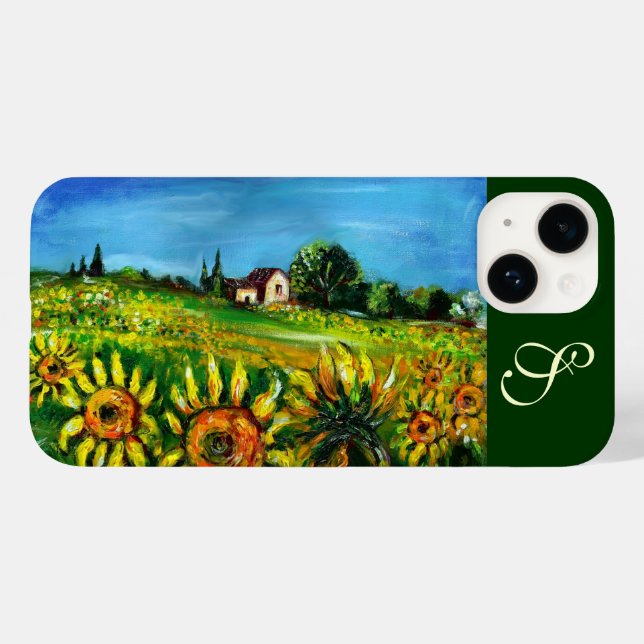 SUNFLOWERS AND COUNTRYSIDE IN TUSCANY MONOGRAM Case-Mate iPhone CASE (Back (Horizontal))