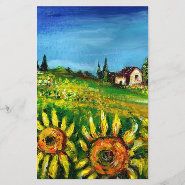 SUNFLOWERS AND COUNTRYSIDE IN TUSCANY STATIONERY (Front)