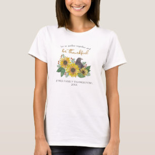 Sunflowers and Crow Thankful Thanksgiving Family T-Shirt