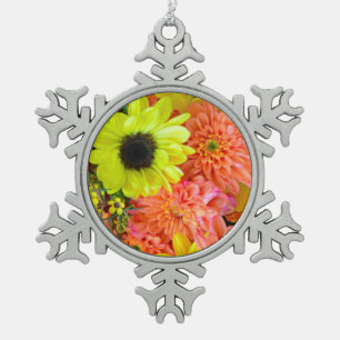 Sunflowers and dahlias christmas ornament