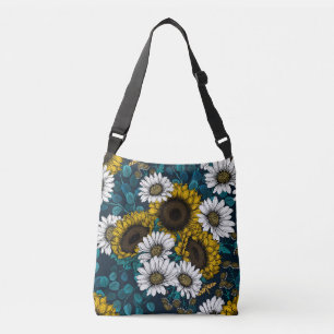 Sunflowers and daisies, summer garden 2 crossbody bag