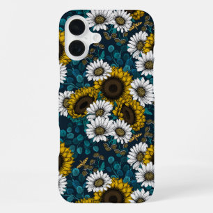 Sunflowers and daisies, summer garden 2 iPhone 16 plus case