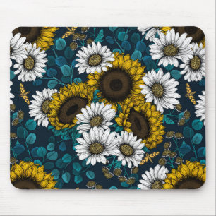 Sunflowers and daisies, summer garden 2 mouse mat