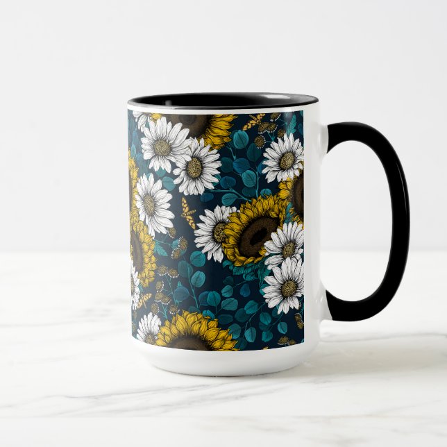 Sunflowers and daisies, summer garden 2 mug (Right)