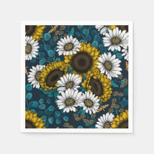 Sunflowers and daisies, summer garden 2 napkin