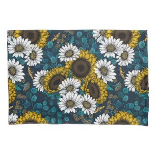 Sunflowers and daisies, summer garden 2 pillowcase