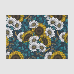 Sunflowers and daisies, summer garden 2 tissue paper