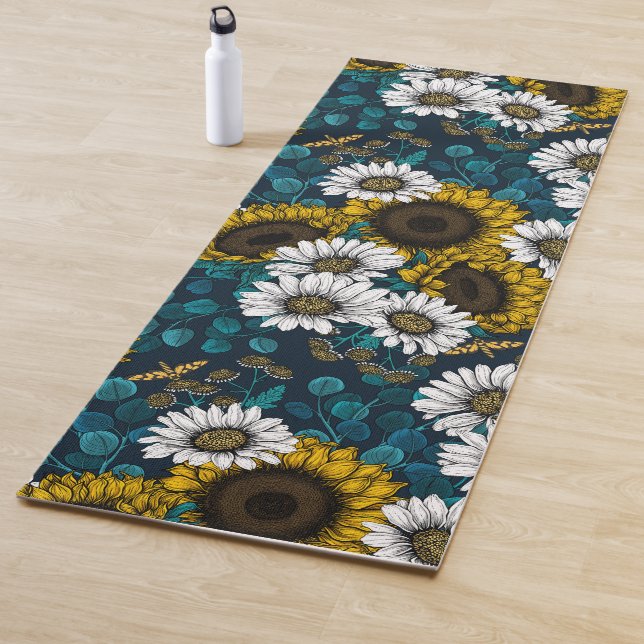 Sunflowers and daisies, summer garden 2 yoga mat (In Situ)