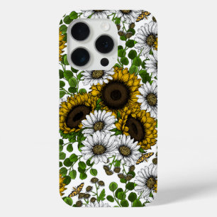 Sunflowers and daisies, summer garden 3 iPhone 15 pro case