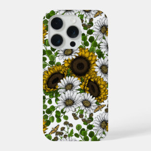 Sunflowers and daisies, summer garden 3 iPhone 15 pro case