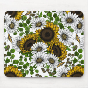 Sunflowers and daisies, summer garden 3 mouse mat
