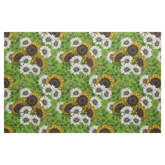 Sunflowers and daisies, summer garden fabric (Fat Quarter)