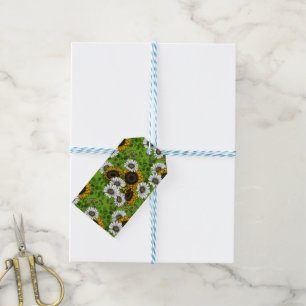 Sunflowers and daisies, summer garden gift tags