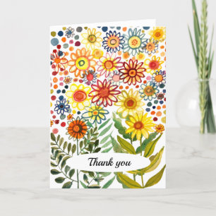 Sunflowers and daisies thank you card