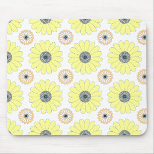 Sunflowers and daisy seamless floral pattern mouse mat