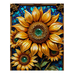 Sunflowers and Decorative Frame Elements Poster