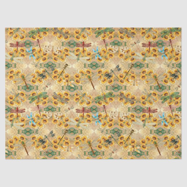 Sunflowers and Dragonflies Series Design 1 Tissue Paper (Front)