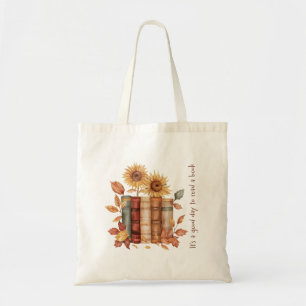 Sunflowers and Fall Leaves – Cozy Autumn Reading  Tote Bag