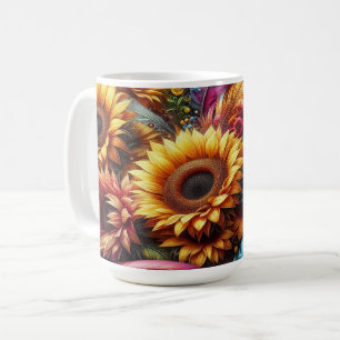 Sunflowers and Feathers Coffee Mug