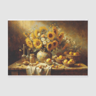 Sunflowers and Fruit Still Life Painting Decoupage Tissue Paper