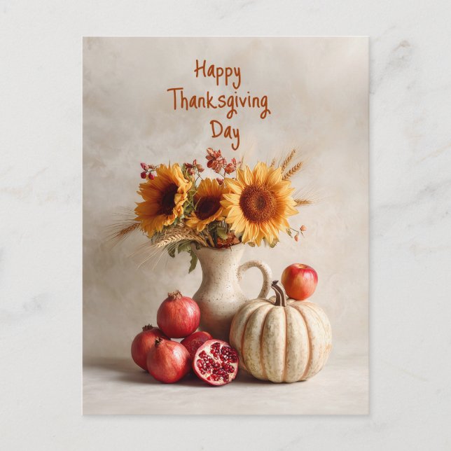 Sunflowers and fruits on a table, Postcard (Front)
