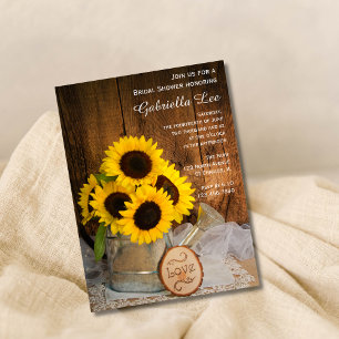 Sunflowers and Garden Watering Can Bridal Shower Invitation
