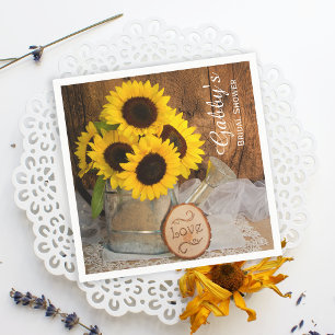 Sunflowers and Garden Watering Can Bridal Shower Napkin