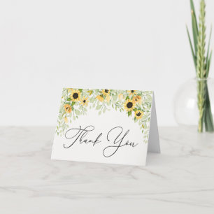 Sunflowers and Greenery Thank You Note Card