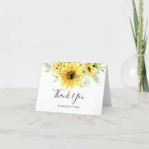Sunflowers and Greenery Watercolor Thank You Card