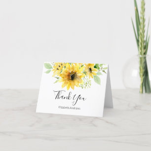 Sunflowers and Greenery Watercolor Thank You Card