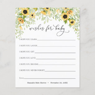 Sunflowers and Greenery Wishes for Baby Card